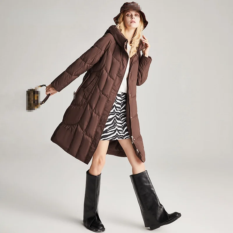 Aoottii 2022 Winter Jacket Women 90% White Duck Down Coat Over The Knee A Word High-end Silhouette Thick Warm Outerwear 
Aoottii 2022 Winter Jacket Women 90% White Duck Down Coat Over The Knee A Word High-end Silhouette Thick Warm Outerwear