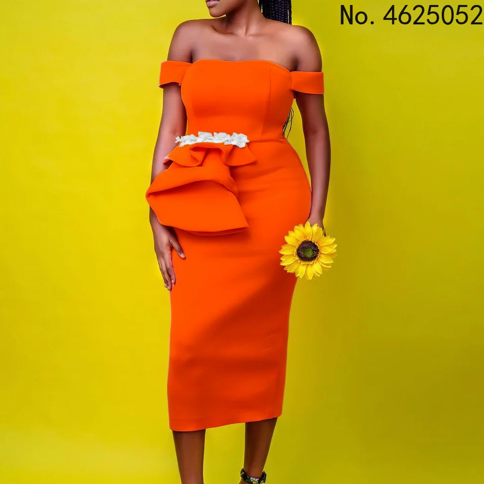 Polyester African Dresses for Women Summer African Women Strapless Solid Color Knee-length Dress African Clothes Women
Polyester African Dresses for Women Summer African Women Strapless Solid Color Knee-length Dress African Clothes Women