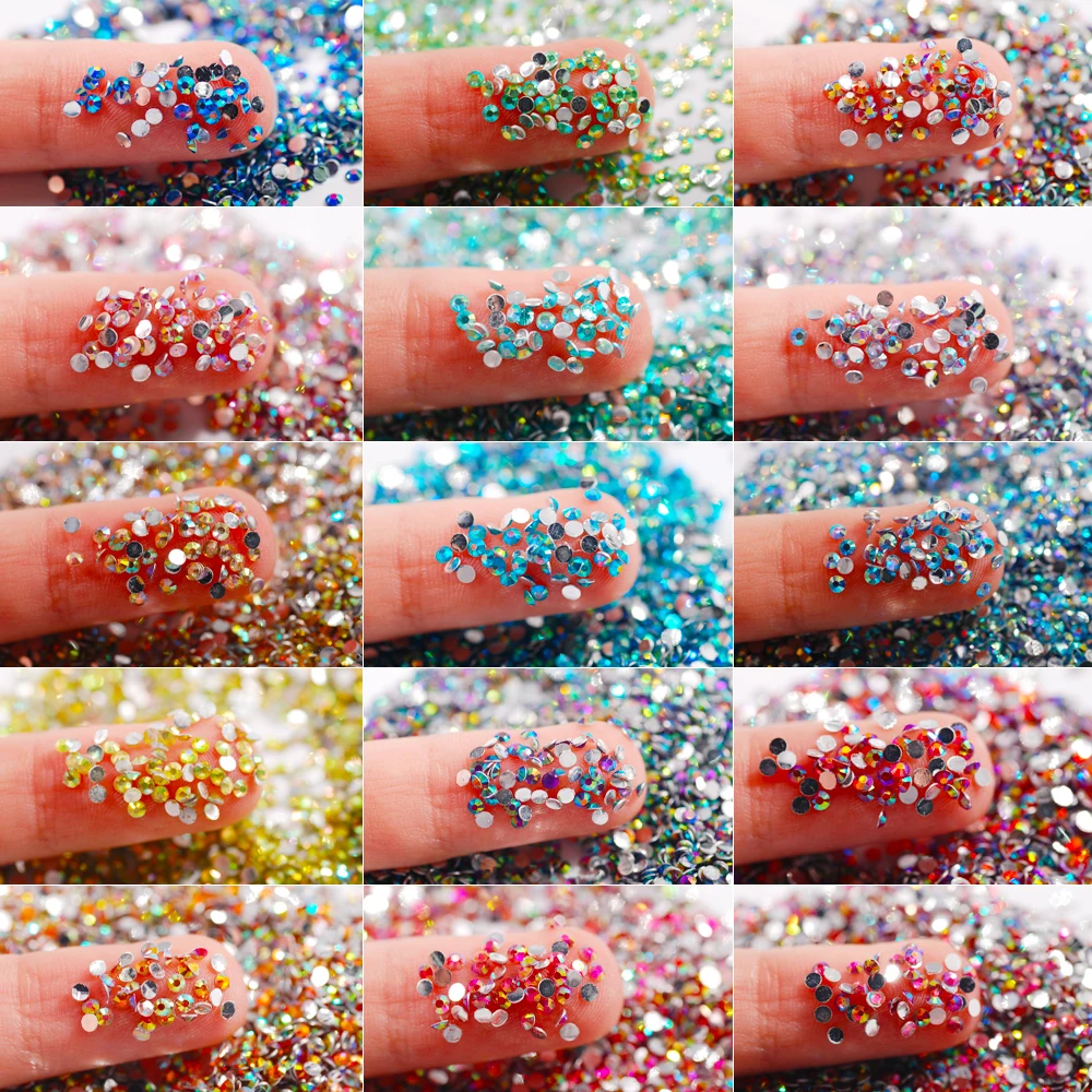 

10000 шт./пакет 2 мм кристалл AB разноцветные блестки с плоским дном круглые драгоценные камни стразы из смолы для самостоятельного 3D-дизайна ногтей/украшения одежды