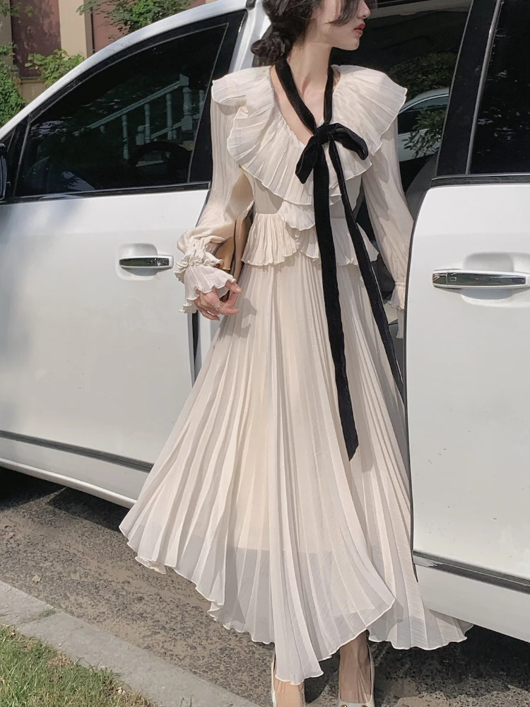 French Elegant Solid Midi Dress Woman Faity Long Sleeve Even Party Dress 2022 Autumn Casual Design One Piece Dress Korea Fashion
French Elegant Solid Midi Dress Woman Faity Long Sleeve Even Party Dress 2022 Autumn Casual Design One Piece Dress Korea Fashion