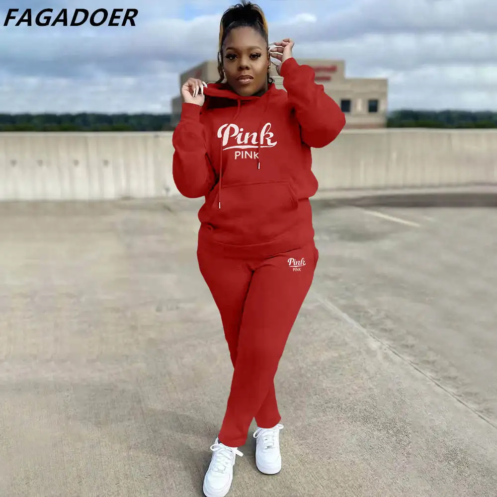 FAGADOER Fall Winter Hoody Tracksuits Women PINK Letter Hooded Sweatshirt+Jogger Pants Two Piece Sets Casual Sporty 2pcs Outfits
FAGADOER Fall Winter Hoody Tracksuits Women PINK Letter Hooded Sweatshirt+Jogger Pants Two Piece Sets Casual Sporty 2pcs Outfits