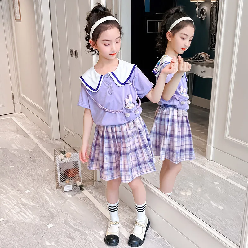 2022 summer teens Girls JK Uniform Suits Kids sailor collar bunny t shirt + plaid Pleated Skirts Casual Outfits 7 9 12 10 Years
2022 summer teens Girls JK Uniform Suits Kids sailor collar bunny t shirt + plaid Pleated Skirts Casual Outfits 7 9 12 10 Years