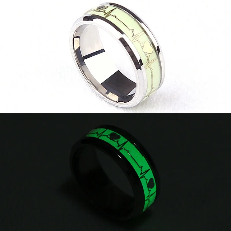 Europe and America Creative Stainless Steel Ring Men's Luminous Titanium Steel Finger Ring Personality ECG Ornament
Europe and America Creative Stainless Steel Ring Men's Luminous Titanium Steel Finger Ring Personality ECG Ornament