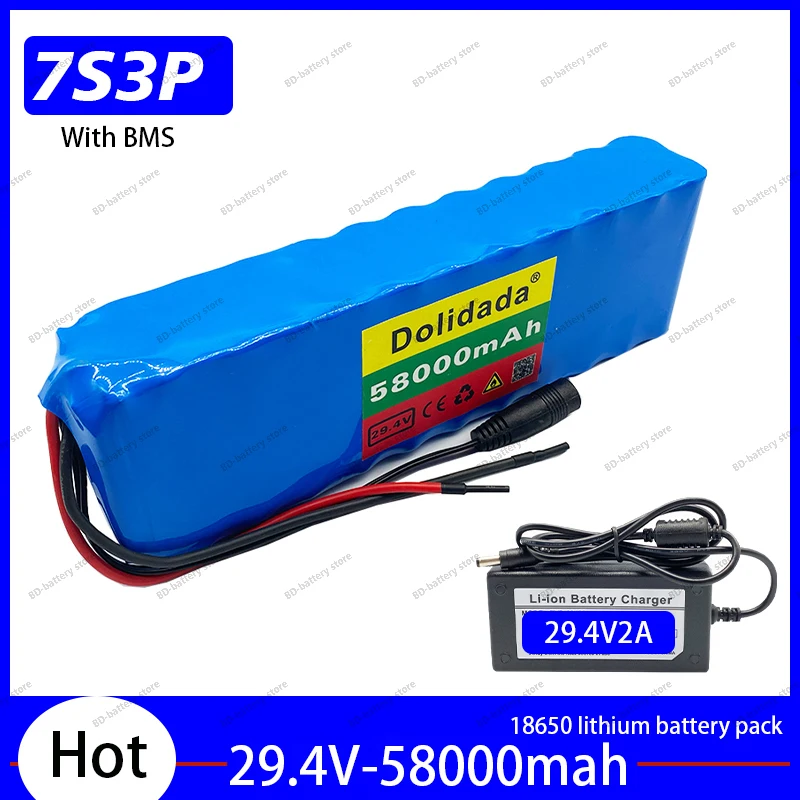 29.4V 58Ah 7s3p 18650 battery lithium battery 24v 58000mAh electric bicycle moped electric lithium ion Battery pack
29.4V 58Ah 7s3p 18650 battery lithium battery 24v 58000mAh electric bicycle moped electric lithium ion Battery pack