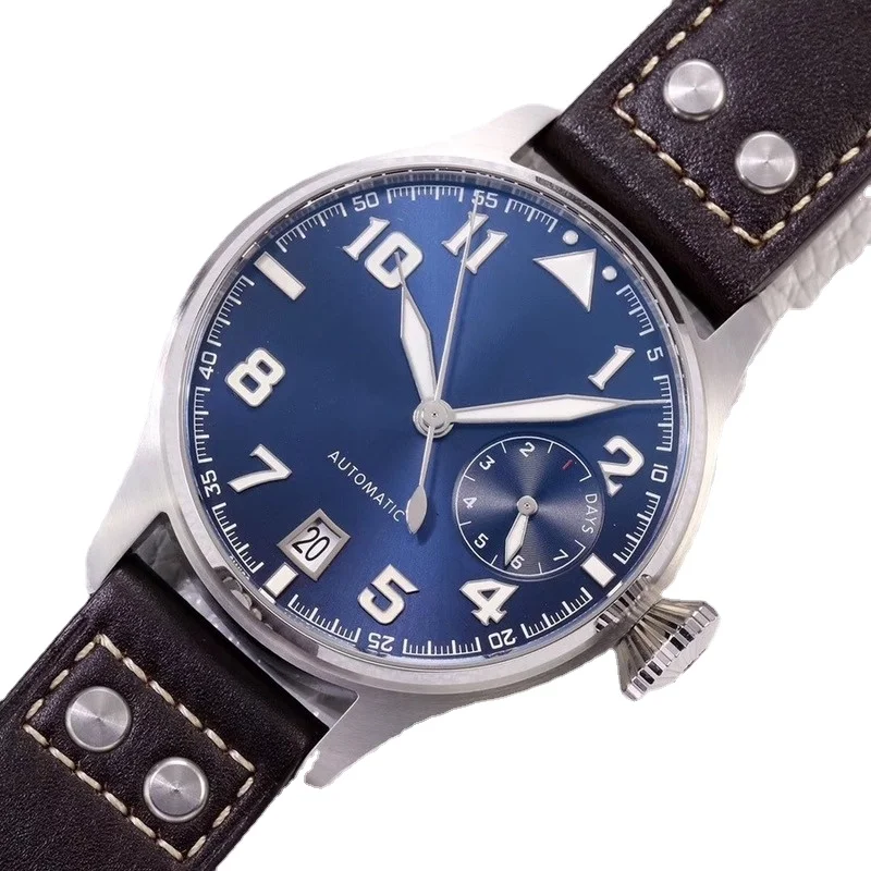 

mechanical mens watch automatic big pilots Le Petit prince blue brown leather