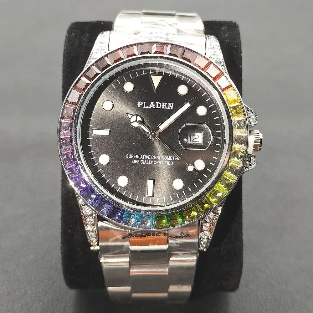 PLADEN Men Wrist Watches Hip Hop Luxury Colorful Diamond Waterproof Male Quartz Clocks Famous Brand Silver Men's Watch Gifts
PLADEN Men Wrist Watches Hip Hop Luxury Colorful Diamond Waterproof Male Quartz Clocks Famous Brand Silver Men's Watch Gifts