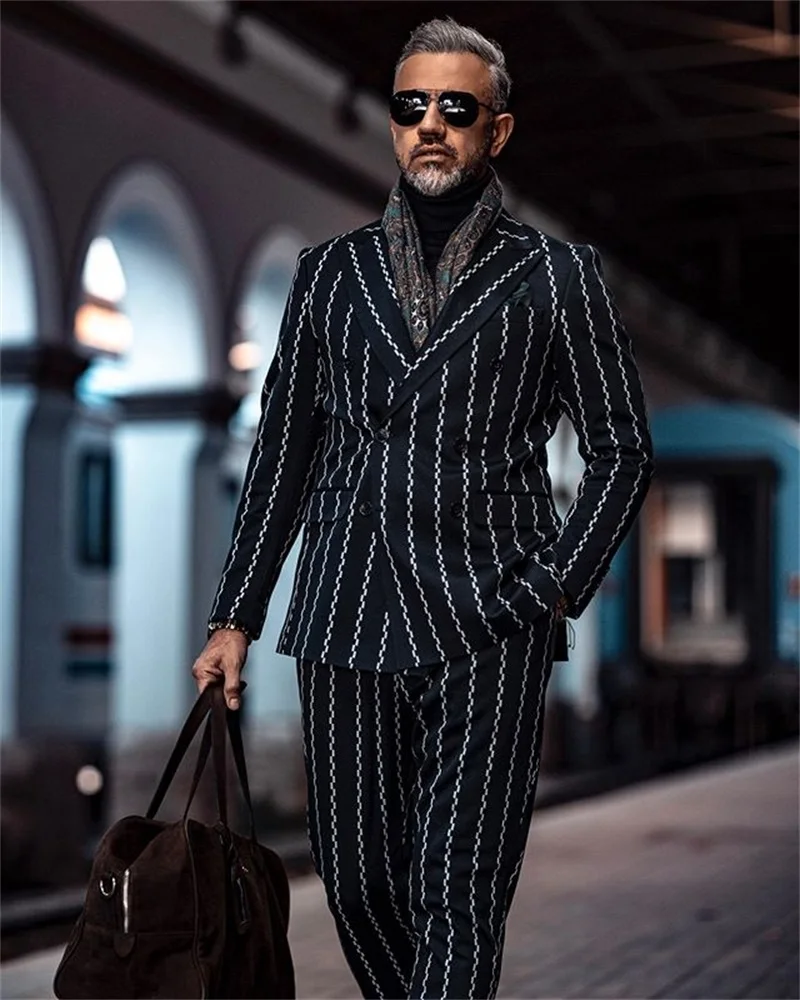 Stripe Men's Suit Set 2 Pieces (Jacket+Blazer) Mature Temperament Formal Party Dress Business Wear Custom Made
Stripe Men's Suit Set 2 Pieces (Jacket+Blazer) Mature Temperament Formal Party Dress Business Wear Custom Made