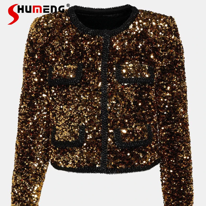 Elegant Lady Sequined Long-Sleeved Coat 2023 New Autumn French Joker Classic Top Beautiful Women's Top Jacket Outwear Clothes
Elegant Lady Sequined Long-Sleeved Coat 2023 New Autumn French Joker Classic Top Beautiful Women's Top Jacket Outwear Clothes