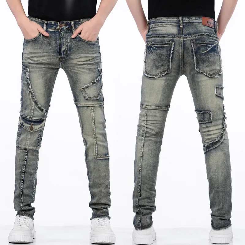 Men's Black Blue Ripped Jeans Stylish Regular Stretch Biker Riding Jeans Light Luxury Splash Ripped Jeans y2k 90s Male jeans
Men's Black Blue Ripped Jeans Stylish Regular Stretch Biker Riding Jeans Light Luxury Splash Ripped Jeans y2k 90s Male jeans