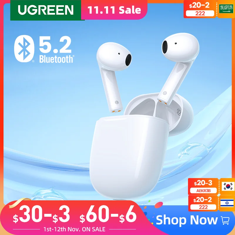 Беспроводные наушники Ugreen HiTune H3 TWS Bluetooth 5,2, игровые наушники с низкой задержкой, 2 микрофона, 25 часов воспроизведения
Беспроводные наушники Ugreen HiTune H3 TWS Bluetooth 5,2, игровые наушники с низкой задержкой, 2 микрофона, 25 часов воспроизведения