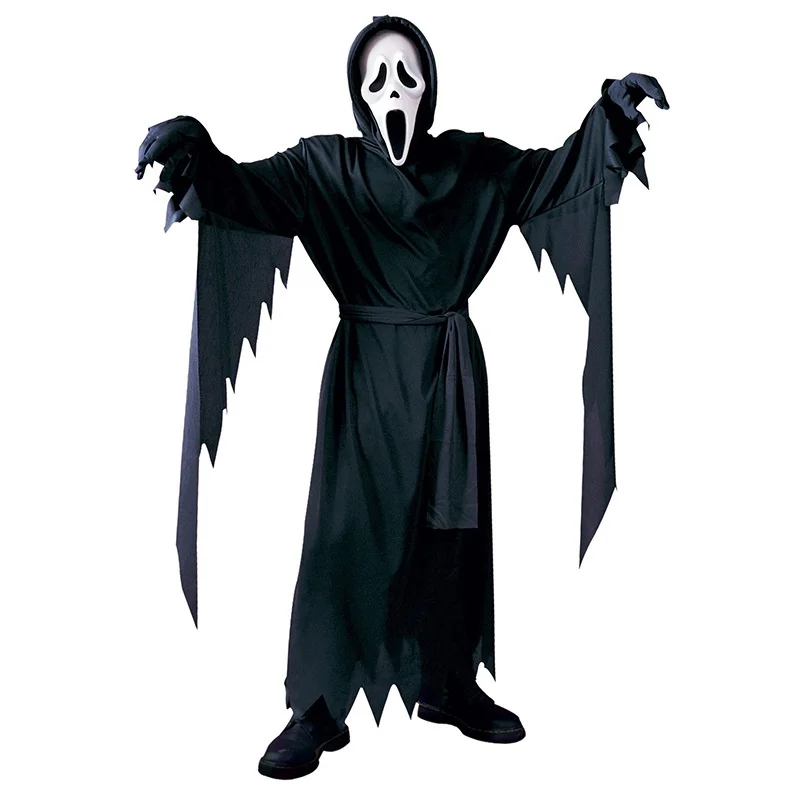 

Маска на лицо с демоном призраками на Хэллоуин для мужчин и женщин, костюм для взрослых с черным криком 6, косплей, одежда с маской для демона смерти