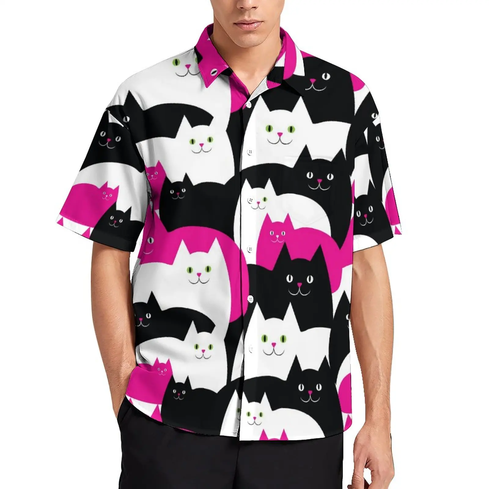 Cute Kitty Cats Casual Shirt Black White and Pink Beach Loose Shirt Summer Fashion Blouses Short Sleeve Graphic Oversize Clothes
Cute Kitty Cats Casual Shirt Black White and Pink Beach Loose Shirt Summer Fashion Blouses Short Sleeve Graphic Oversize Clothes