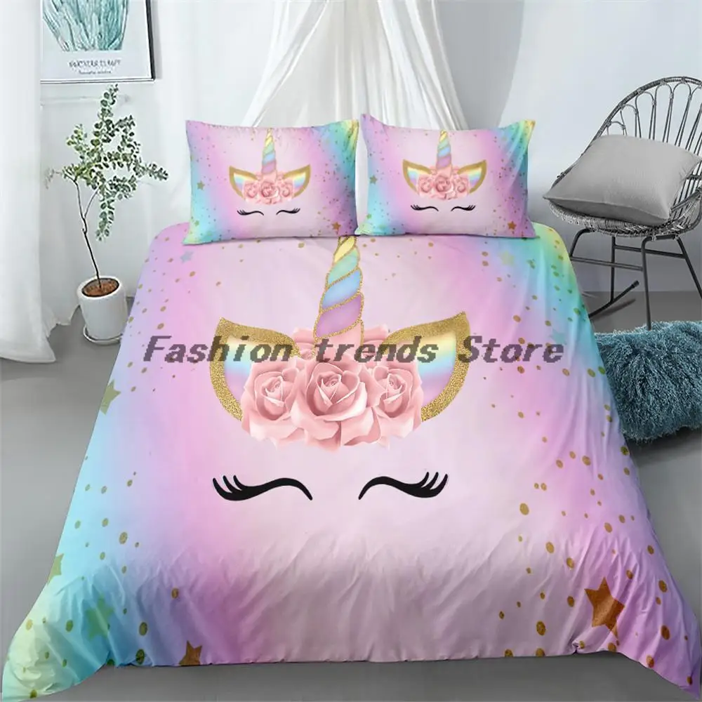 fairy tale unicorn colorful bedding set twin double queen king size bed linen set Cartoon print design for kids with pillowcase
fairy tale unicorn colorful bedding set twin double queen king size bed linen set Cartoon print design for kids with pillowcase
