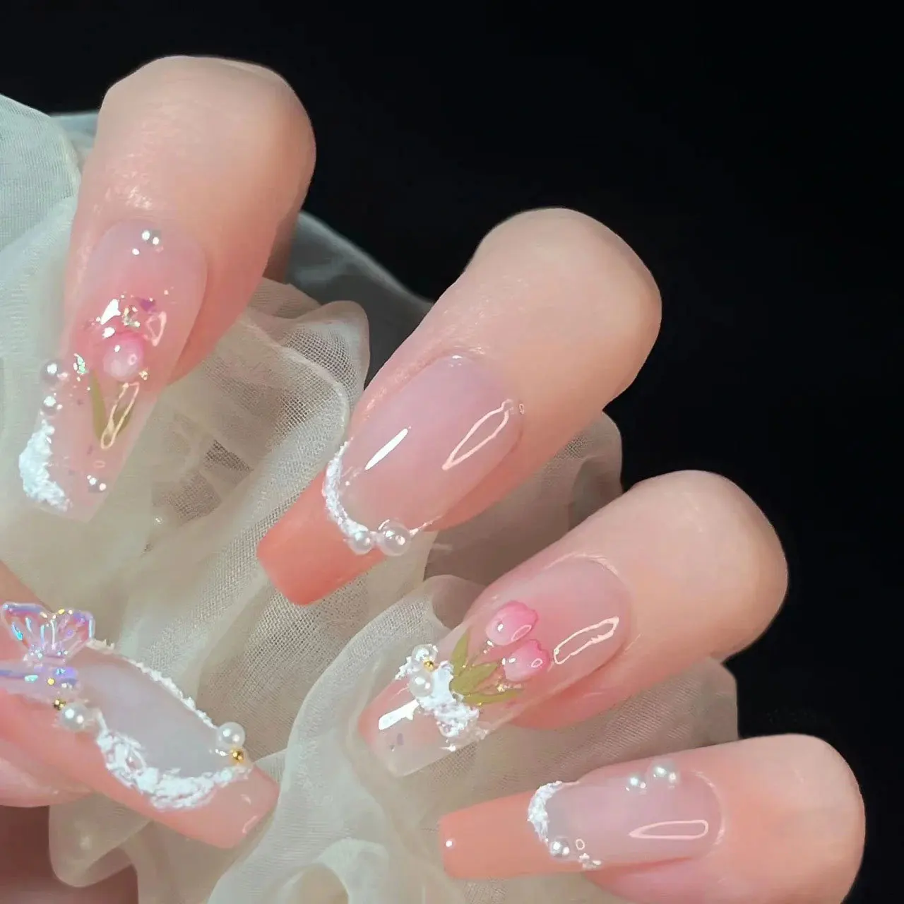 24Pcs Long Ballet Coffin False Nails Art Wearable Fake Nail with Glue Pearl Butterfly Press on Nails Artificial Nail Tips
24Pcs Long Ballet Coffin False Nails Art Wearable Fake Nail with Glue Pearl Butterfly Press on Nails Artificial Nail Tips