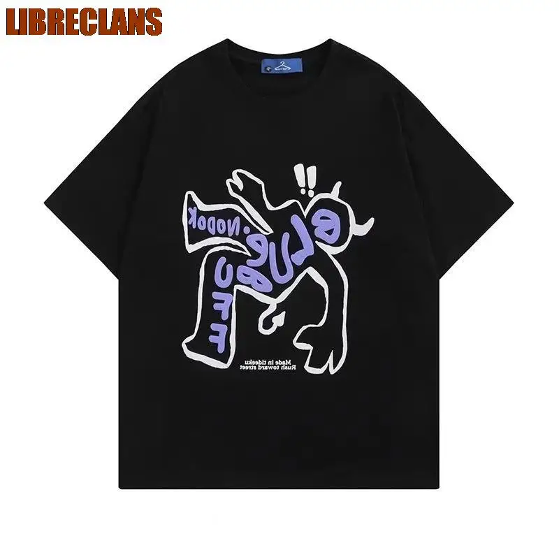 Свободная футболка в стиле хип-хоп с коротким рукавом и круглым вырезом 
Свободная футболка в стиле хип-хоп с коротким рукавом и круглым вырезом