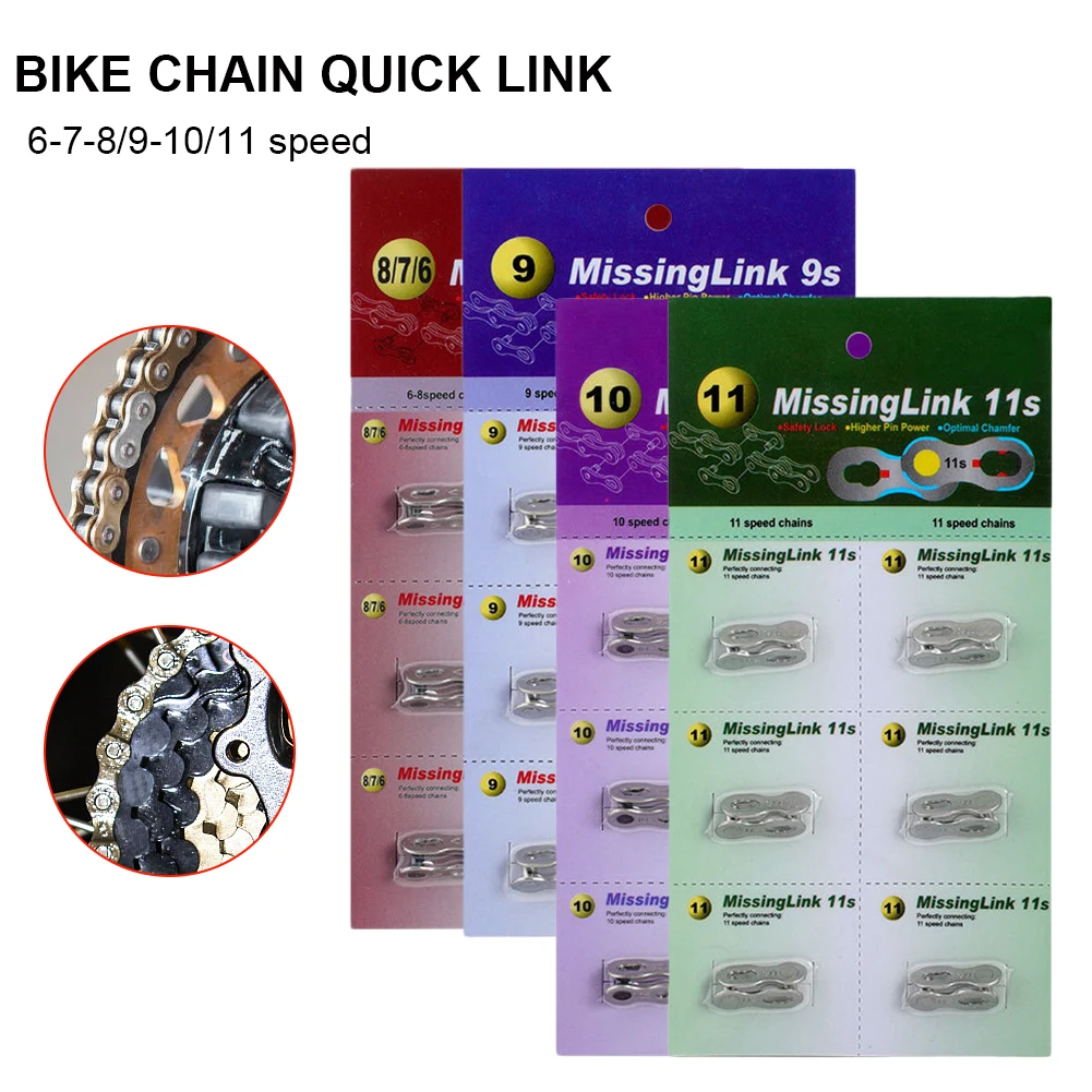 6 Pair Bike Chain Quick Link Mountain Cyclingl Bicycle Chain Missing Quick Connector Connecting Master for 8 9 10 11 12 speed
6 Pair Bike Chain Quick Link Mountain Cyclingl Bicycle Chain Missing Quick Connector Connecting Master for 8 9 10 11 12 speed