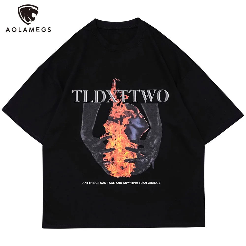 Aolamegs Men Punk Flame Print T-shirt Streetwear Couple High Street Tee Summer Casual Fashion Loose O-Neck Short Sleeve Tops Men
Aolamegs Men Punk Flame Print T-shirt Streetwear Couple High Street Tee Summer Casual Fashion Loose O-Neck Short Sleeve Tops Men