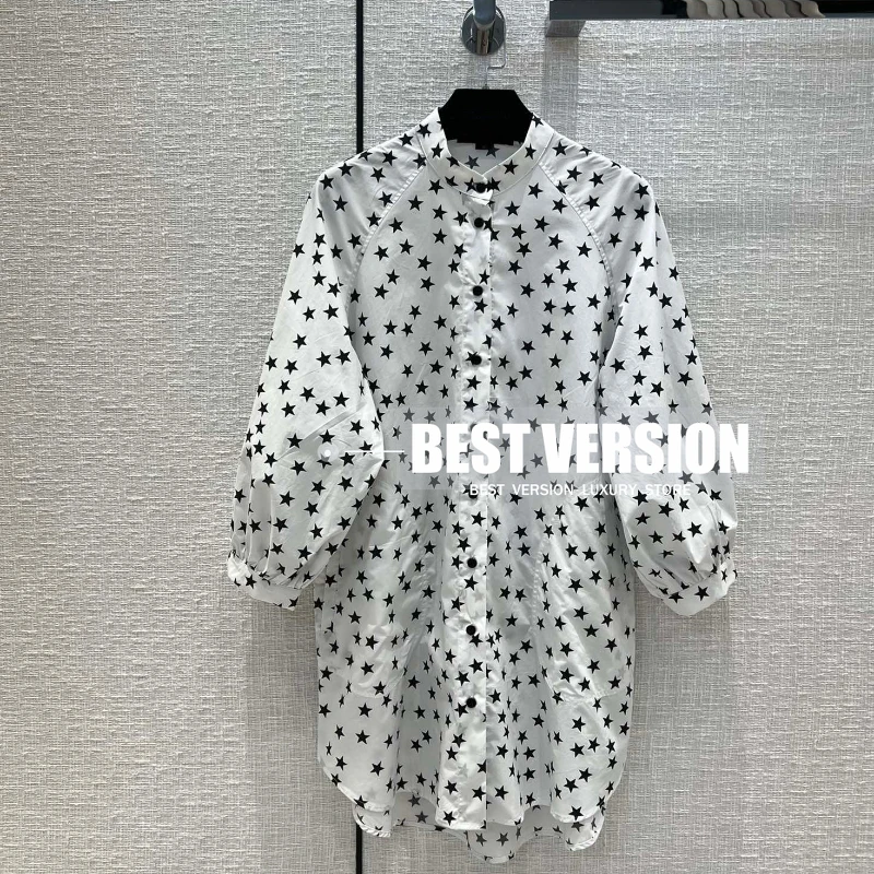 BEST VERSION luxury brand Romantic stars Logoed Print 100% cotton long Shirt Stand Collar hugh Lantern Sleeve womens tops blouse
BEST VERSION luxury brand Romantic stars Logoed Print 100% cotton long Shirt Stand Collar hugh Lantern Sleeve womens tops blouse