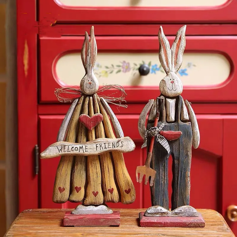 American country retro style wooden used rabbit decoration courtyard decoration shop Living Room Decoration Easter
American country retro style wooden used rabbit decoration courtyard decoration shop Living Room Decoration Easter