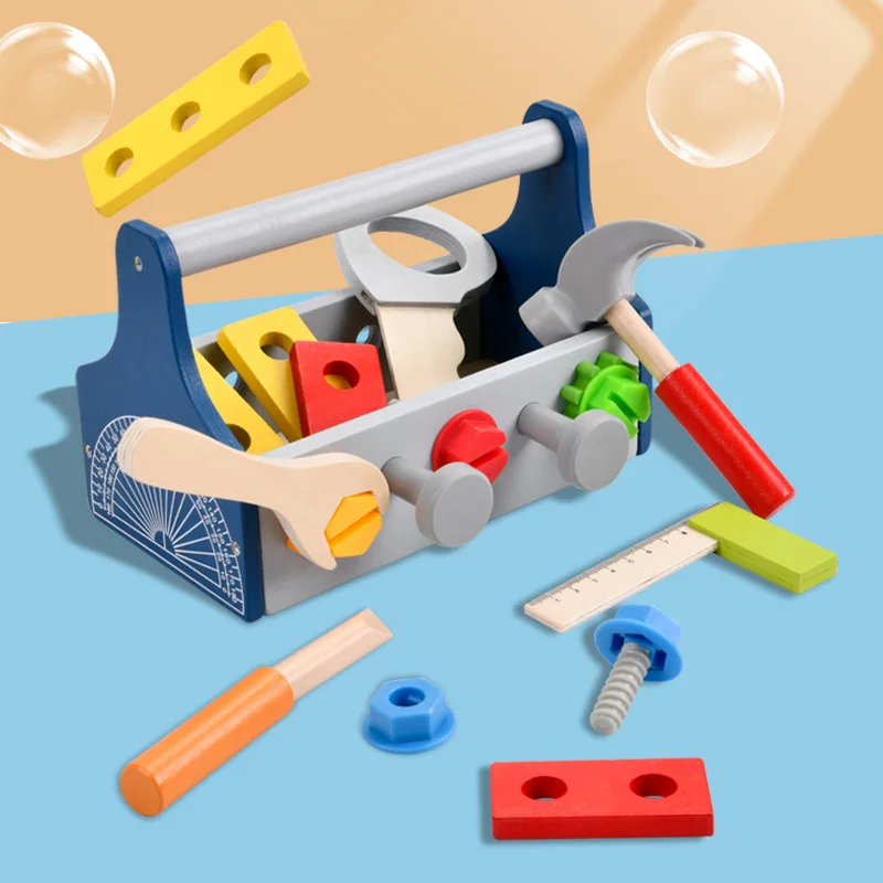 Children's educational wooden DIY portable simulation European tool blue play house screw screw disassembly nut toy
Children's educational wooden DIY portable simulation European tool blue play house screw screw disassembly nut toy