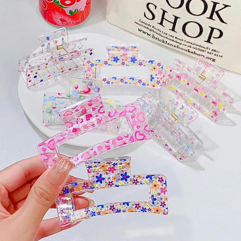 New Women Print Flower Hair Claw Tough Colorful Hair Clip Large Size Hair Clamps Crab Hairpin Hair Accessories Girl Gift 
New Women Print Flower Hair Claw Tough Colorful Hair Clip Large Size Hair Clamps Crab Hairpin Hair Accessories Girl Gift