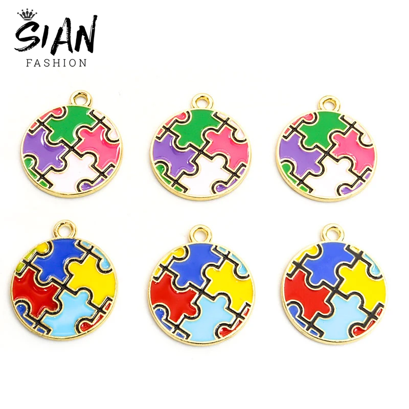 10pcs/Lot Enamel Autism Awareness Puzzle Charms for DIY Jewelry Makings Pendant Necklace Keychains Earrings Handmade Findings
10pcs/Lot Enamel Autism Awareness Puzzle Charms for DIY Jewelry Makings Pendant Necklace Keychains Earrings Handmade Findings