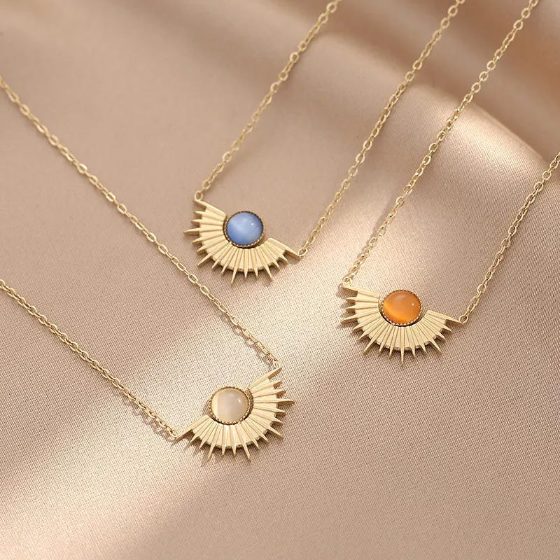 Titanium Steel Oval Sunflower Necklace 3 Colors Turquoise 14K Gold Pendants Necklace for Women Party Vintage Jewelry Accesorios
Titanium Steel Oval Sunflower Necklace 3 Colors Turquoise 14K Gold Pendants Necklace for Women Party Vintage Jewelry Accesorios