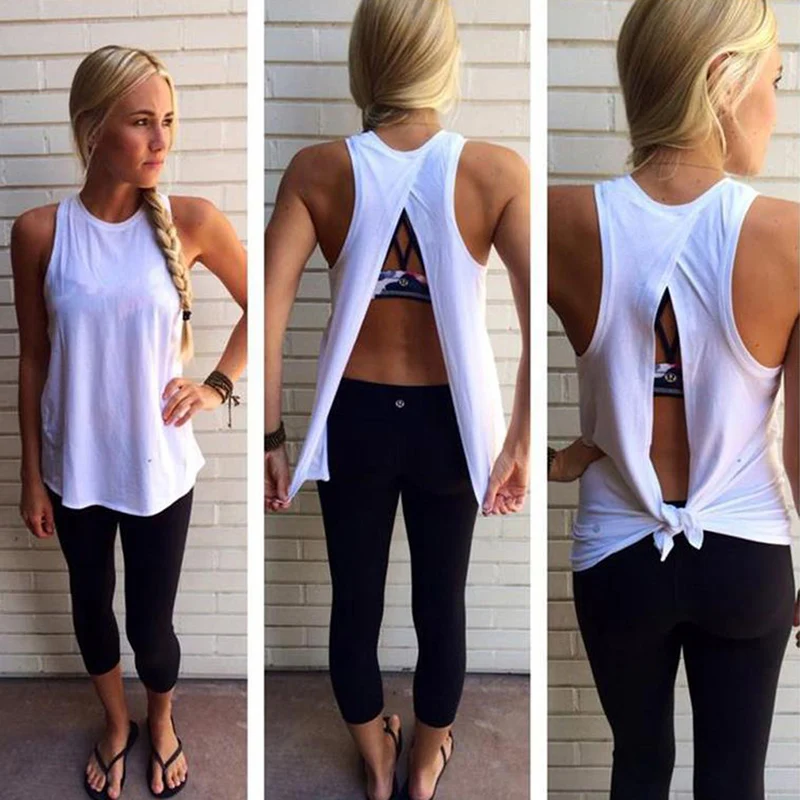 Solid Color Basic Female T-shirt New Women Fashion Sports Vest Comfortable O-neck Sleeveless Backless Fitness Top
Solid Color Basic Female T-shirt New Women Fashion Sports Vest Comfortable O-neck Sleeveless Backless Fitness Top