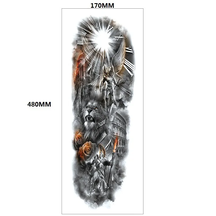 Waterproof Temporary Tattoos Rose Lion Skull Warrior Beauty Fashion Large Pattern Arm Body Art Men Women Fake Tattoo Stickers
Waterproof Temporary Tattoos Rose Lion Skull Warrior Beauty Fashion Large Pattern Arm Body Art Men Women Fake Tattoo Stickers