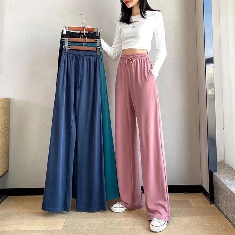 New Ladies Ice Silk Light Wide Leg Pants Girl Pure Color High Waist Loose Wild Straight Casual Pants Sports Pants 2022 Fashion
New Ladies Ice Silk Light Wide Leg Pants Girl Pure Color High Waist Loose Wild Straight Casual Pants Sports Pants 2022 Fashion