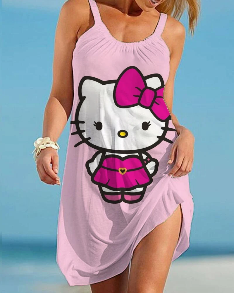 Sexy suspender mini dress Women's fashion Hello Kitty printed sleeveless dress Women's elegant dress Summer Vesido
Sexy suspender mini dress Women's fashion Hello Kitty printed sleeveless dress Women's elegant dress Summer Vesido