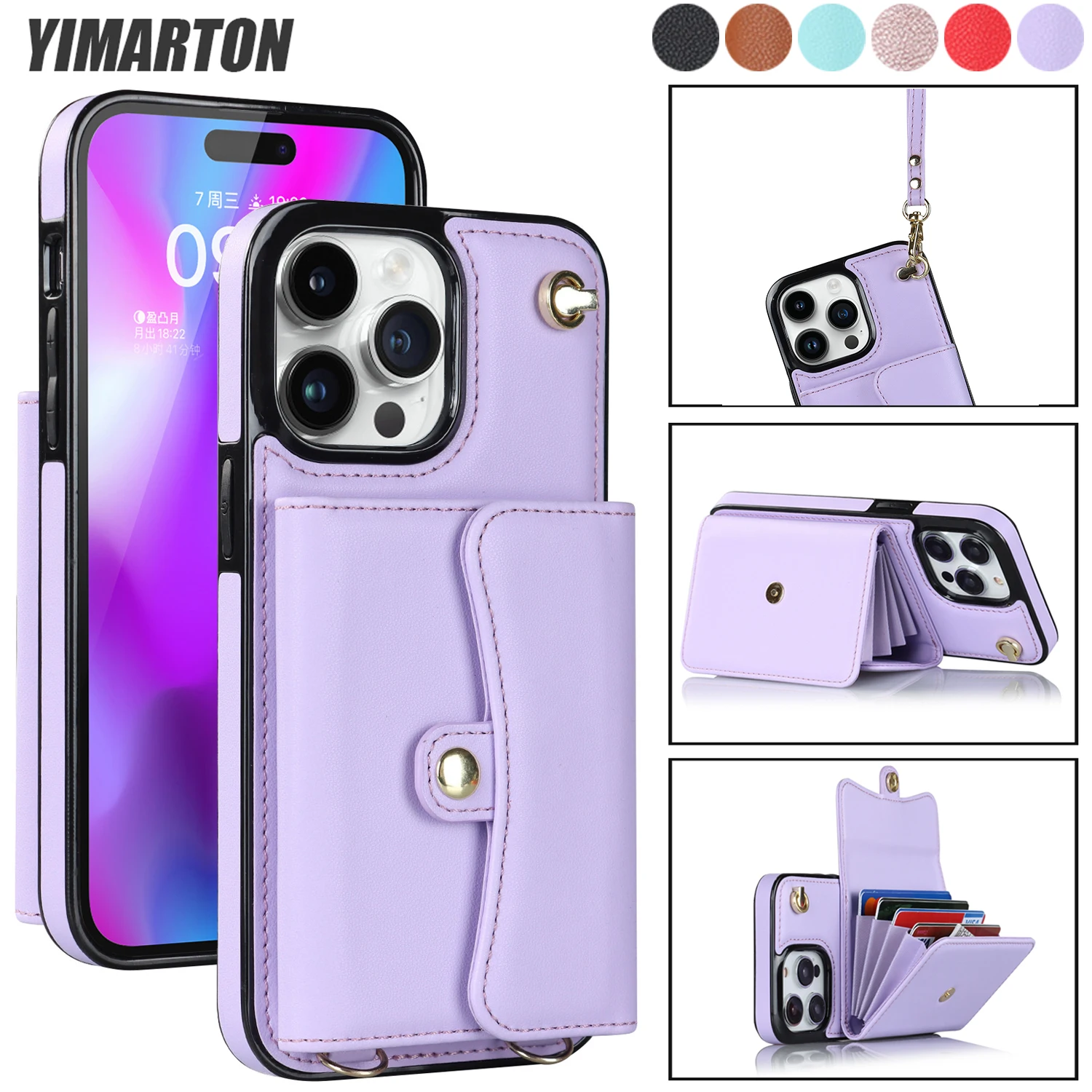 Lanyard Leather Wallet Phone Case For iPhone 14 13 12 Mini 11 Pro X XS Max XR 8 7 Plus SE 2020 2022 PU Lady Card Slots Bag Cover 
Lanyard Leather Wallet Phone Case For iPhone 14 13 12 Mini 11 Pro X XS Max XR 8 7 Plus SE 2020 2022 PU Lady Card Slots Bag Cover