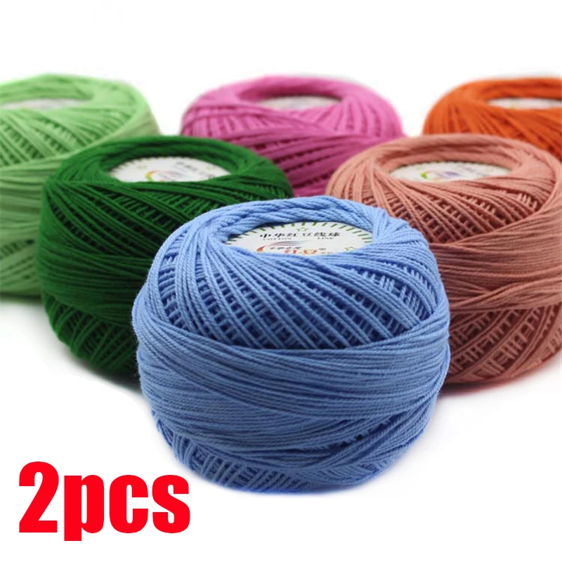 

2pcs Lace Yarn 100% Cotton Yarn for Crocheting Fine Combed Yarn Using 2.5mm Crochet Tshirt Yarn Knitting