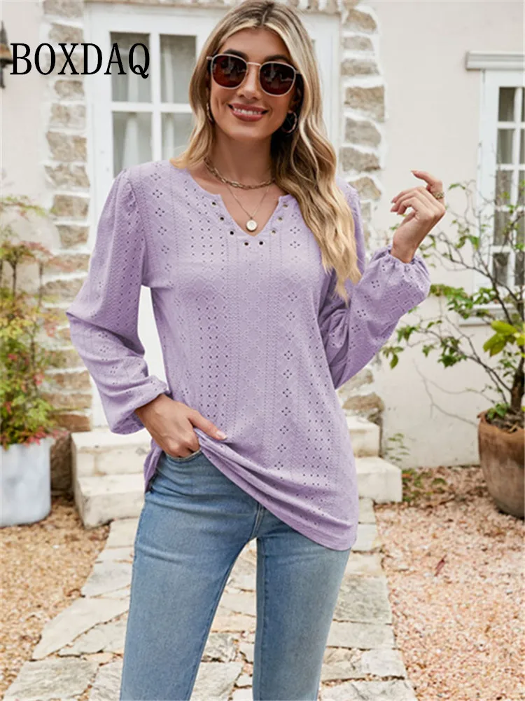 Elegant Fashion New Solid Hollow Out V Neck Shirt Women Long Sleeve Loose Casual Cotton Pullover Hole Holiday Blouses Tops 2023
Elegant Fashion New Solid Hollow Out V Neck Shirt Women Long Sleeve Loose Casual Cotton Pullover Hole Holiday Blouses Tops 2023