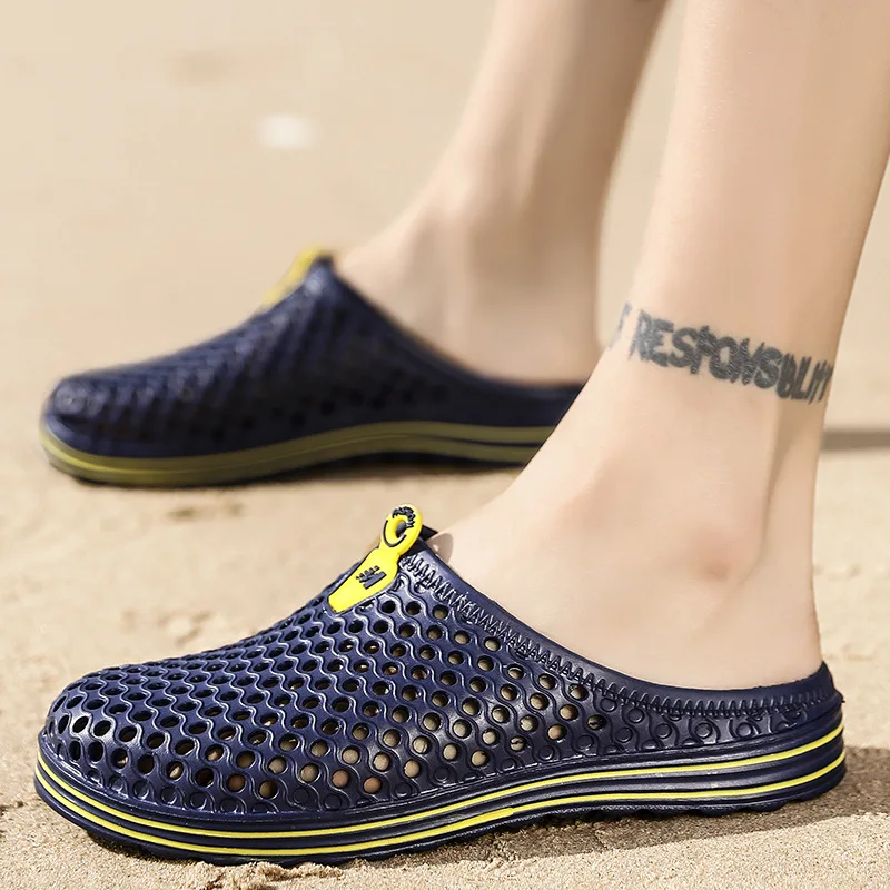 

Summer New Anti-skid Thick Sole Business Casual Sandals Cool Hole Shoes Baotou Semi-trailer Men's Slippers Lovers Beach Shoes