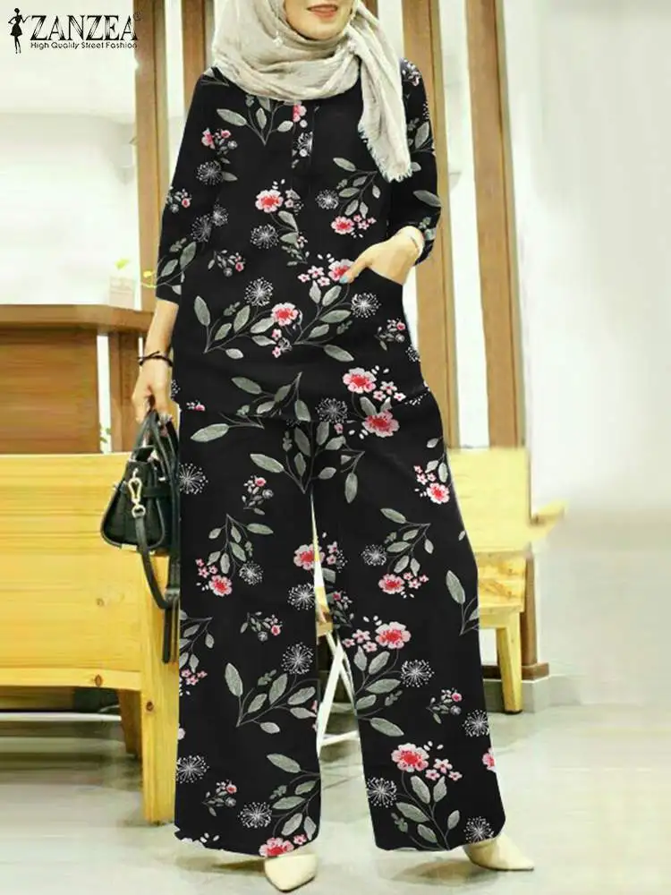 2022 ZANZEA Women Tracksuit Sets Oversized Blouse and Wide Leg Printed Pants 2 Pieces Sets Autumn Casual Muslim Female Outfits
2022 ZANZEA Women Tracksuit Sets Oversized Blouse and Wide Leg Printed Pants 2 Pieces Sets Autumn Casual Muslim Female Outfits