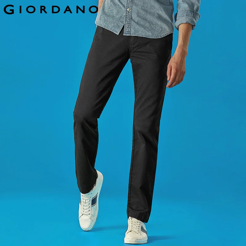 

Giordano Men Pants Full Length Khaki Pants For Men Casual 100% Cotton Pantalones Hombre Mid Low Rise Calca Masculina