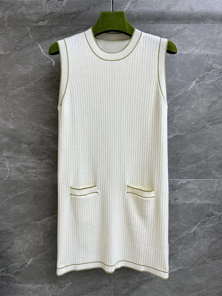Women knitted dresses round neckline pinafore dress for female straight version white summer dress
Women knitted dresses round neckline pinafore dress for female straight version white summer dress