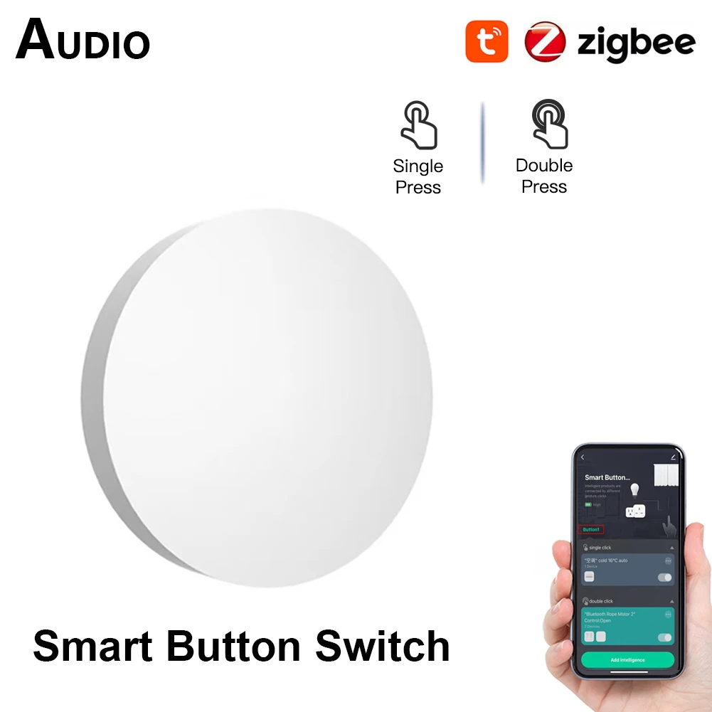 

Tuya Zigbee Smart Button Scene Switch Wireless Remote One Key Control Button Battery Powered Automation Works with Smart Life