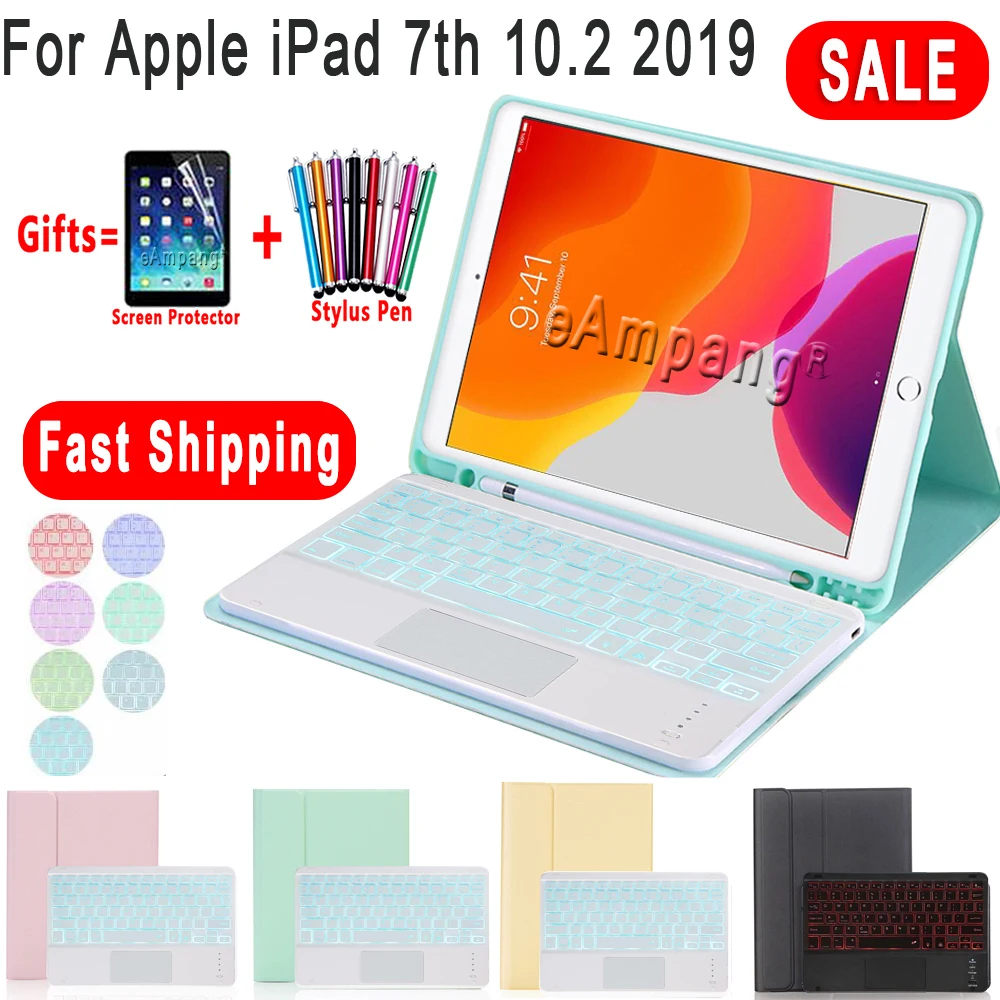 For iPad 7th 8th Generation 10.2 2019 A2200 A2198 A2232 Case with Backlit Touchpad Keyboard Detachable Wireless Pu Leather
For iPad 7th 8th Generation 10.2 2019 A2200 A2198 A2232 Case with Backlit Touchpad Keyboard Detachable Wireless Pu Leather