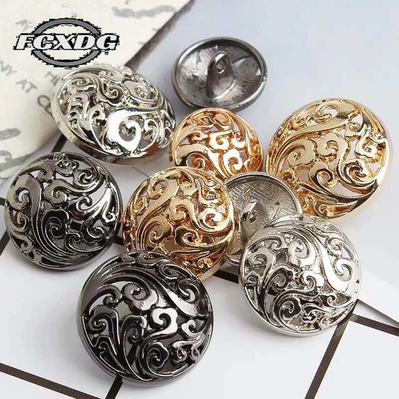 10pcs/lot 15/20/25mm Retro Hollow Metal Buttons for Clothing Gold Black Fashion Jacket Coat Buttons Handmade DIY Sewing Buttons
10pcs/lot 15/20/25mm Retro Hollow Metal Buttons for Clothing Gold Black Fashion Jacket Coat Buttons Handmade DIY Sewing Buttons