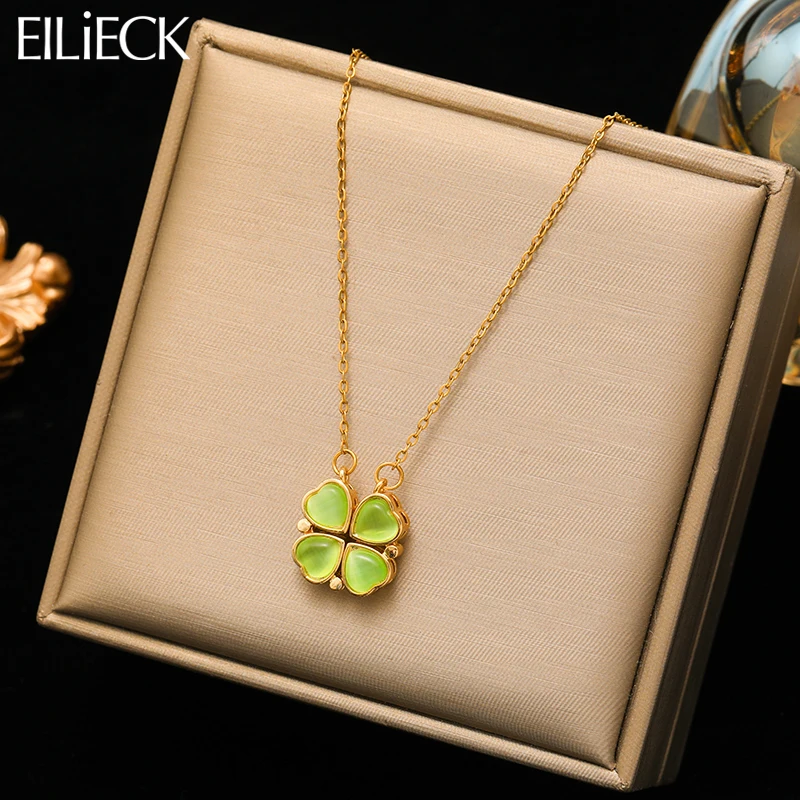 EILIECK 316L Stainless Steel Green Zircon Heart Leaf Necklace For Women Girl Trend Removable Pendant Chain Jewelry Birthday Gift
EILIECK 316L Stainless Steel Green Zircon Heart Leaf Necklace For Women Girl Trend Removable Pendant Chain Jewelry Birthday Gift