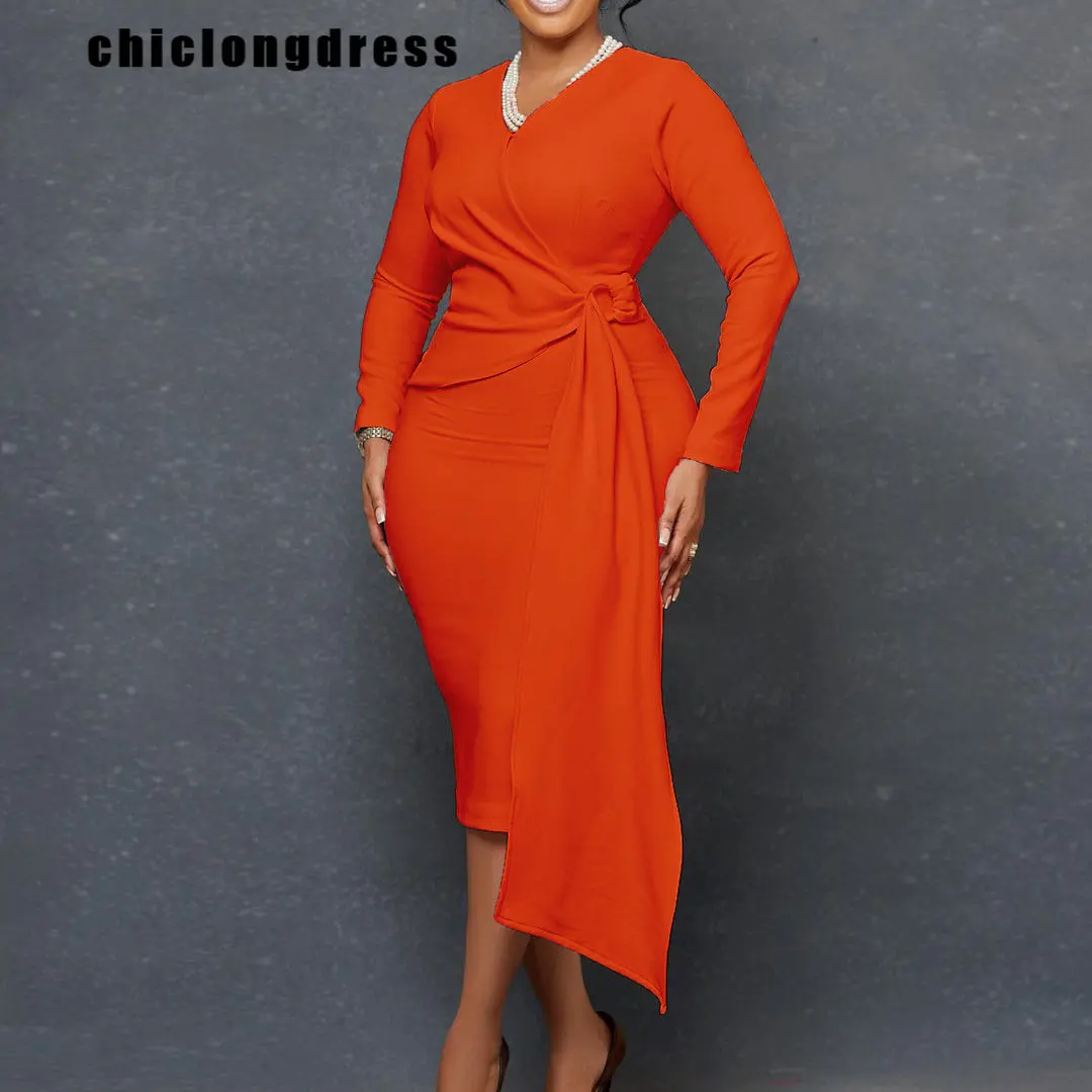 Autumn Fashion Elegant Slim Dress Women Office Ladies Solid V Neck Stitching Lace-up Slim Knee Dress Women 
Autumn Fashion Elegant Slim Dress Women Office Ladies Solid V Neck Stitching Lace-up Slim Knee Dress Women