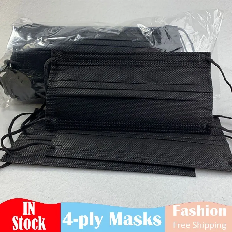 

Disposable Black Face Masks Protective 4 Layer Meltblown Fabric Safe Dustproof Anti-virus Mouth Face Shield