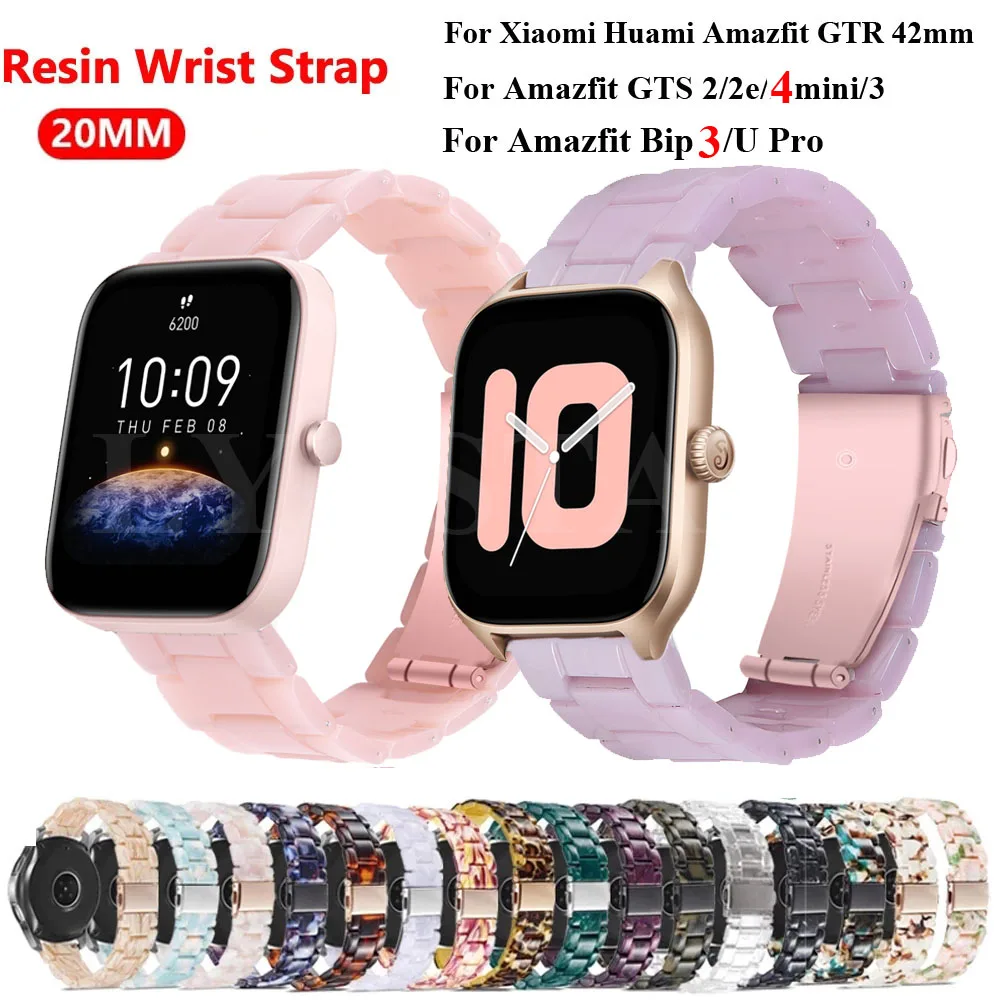 

20mm Watch Strap For Xiaomi Huami Amazfit GTS 4 GTR 42mm Resin Bands Bracelet Bip S U 3 Pro GTS 2 Mini 2e Watchband Wristband