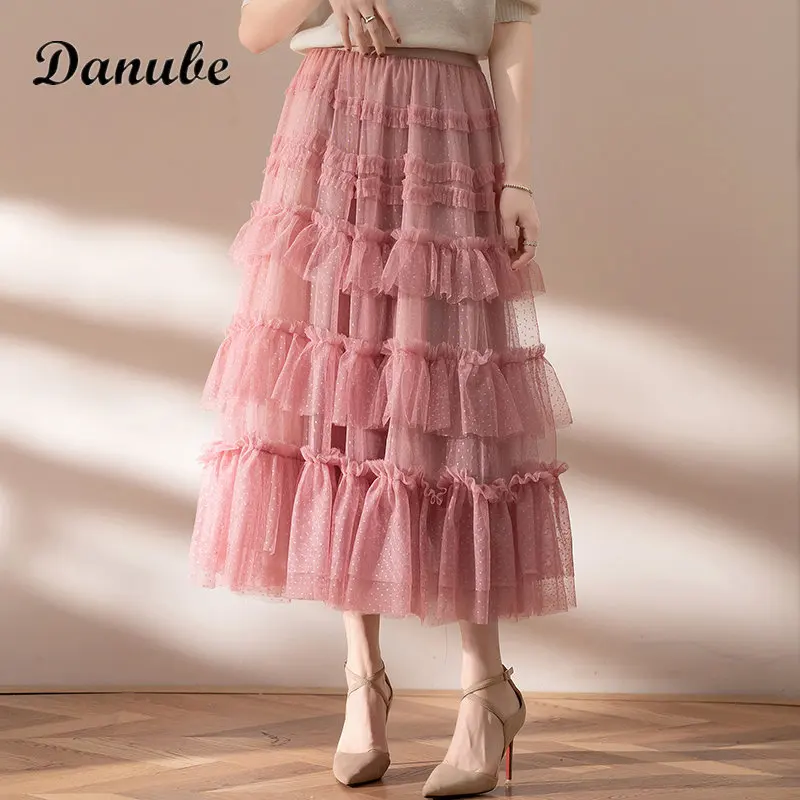 Vintage Ruffles Tulle Pleated Skirt Women Sweet Korean Style High Waist Mesh Tutu Skirts Female Spring Elegant Lolita Long Skirt
Vintage Ruffles Tulle Pleated Skirt Women Sweet Korean Style High Waist Mesh Tutu Skirts Female Spring Elegant Lolita Long Skirt