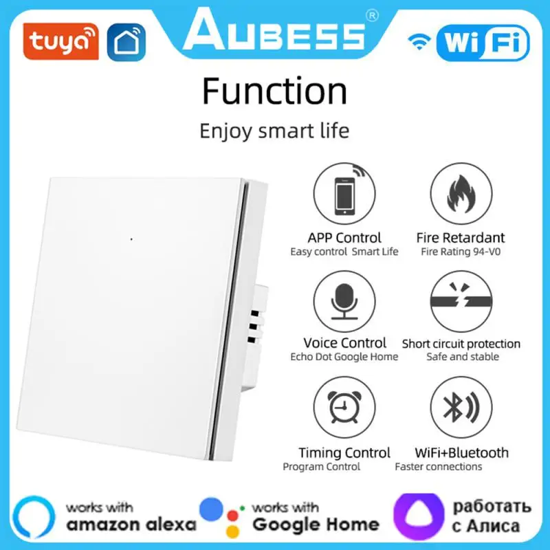 Умный переключатель Aubess с поддержкой Alexa и нейтральным управлением Tuya, работает с Google 1Gang, умный дом, бытовые настенные переключатели с Wi-Fi
Умный переключатель Aubess с поддержкой Alexa и нейтральным управлением Tuya, работает с Google 1Gang, умный дом, бытовые настенные переключатели с Wi-Fi