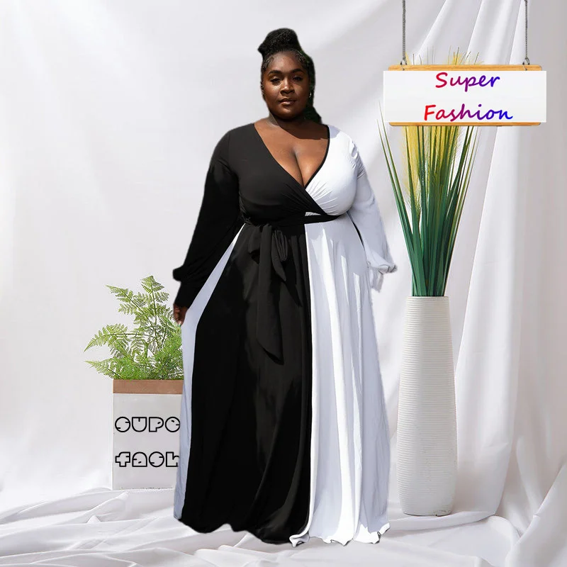 WSFEC L-5XL 2022 Winter Fall Outfits Women Clothing Plus Size Dresses Black White Patchwork V Neck Long Sexy Party Evening Dress
WSFEC L-5XL 2022 Winter Fall Outfits Women Clothing Plus Size Dresses Black White Patchwork V Neck Long Sexy Party Evening Dress