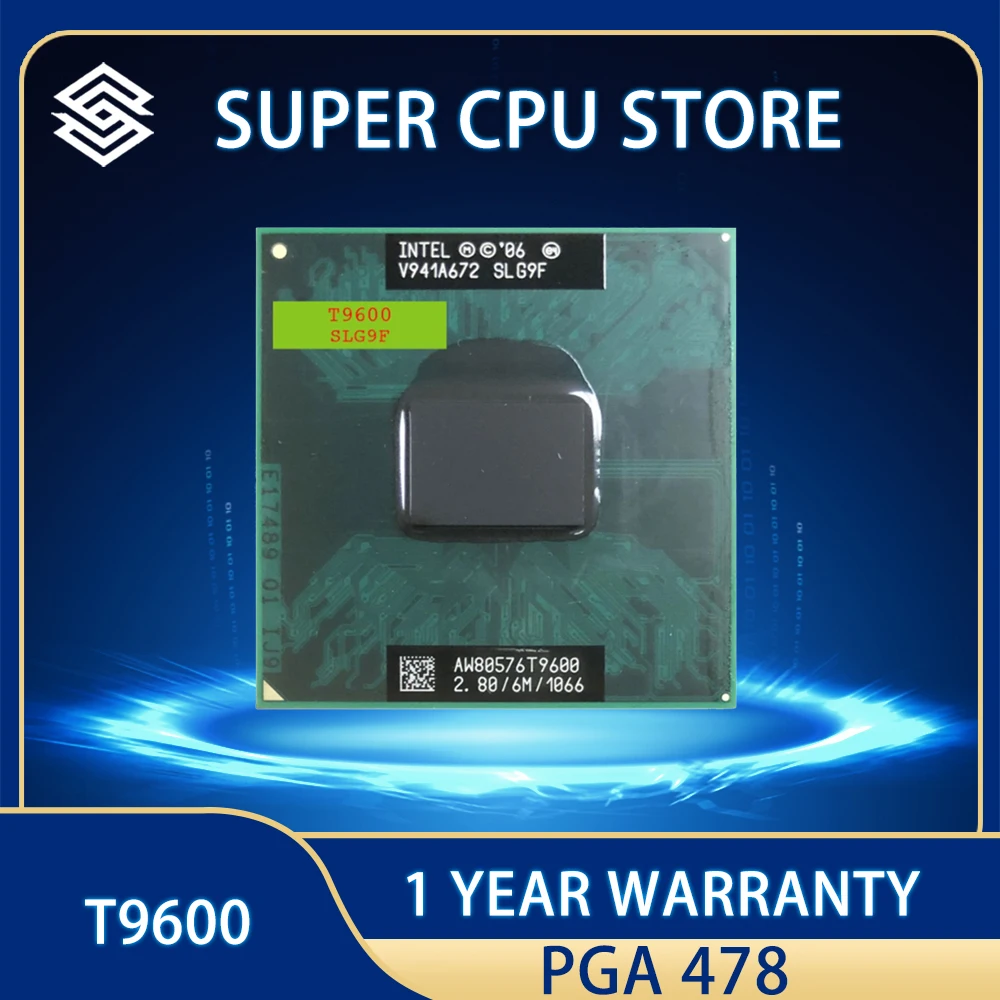 Intel Core 2 Duo T9600 SLG9F SLB47 2.8 GHz Dual-Core Dual-Thread CPU Processor 6M 35W Socket P T9800 PGA 478
Intel Core 2 Duo T9600 SLG9F SLB47 2.8 GHz Dual-Core Dual-Thread CPU Processor 6M 35W Socket P T9800 PGA 478