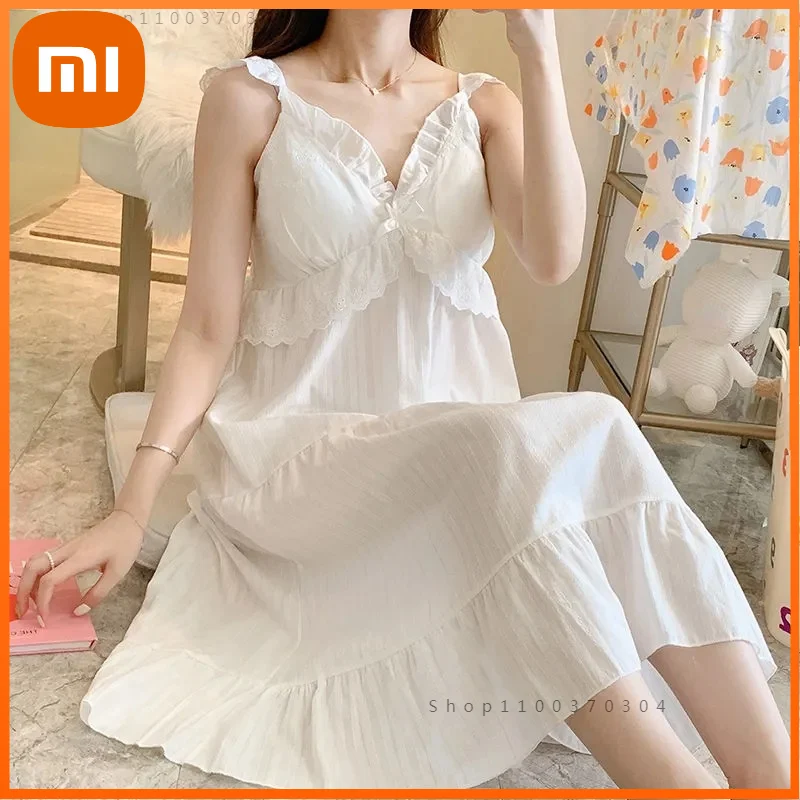 Xiaomi Cotton Nightdress Woman Princess Sleepwear Cute Nightgown Kawaii Sundresses Nightie Lace Home Clothes White Fairy Dress
Xiaomi Cotton Nightdress Woman Princess Sleepwear Cute Nightgown Kawaii Sundresses Nightie Lace Home Clothes White Fairy Dress